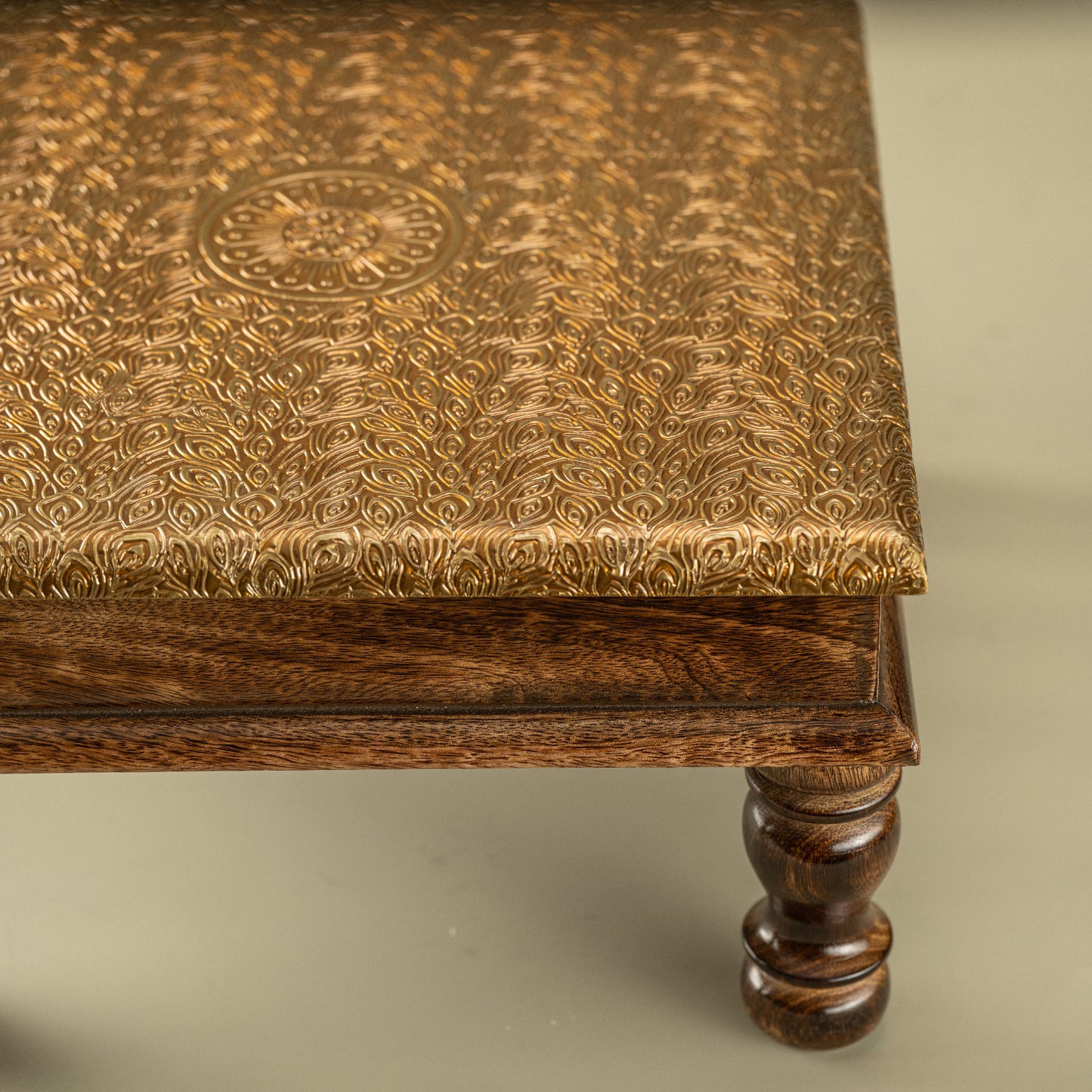 Zar - Wooden low stool with golden work