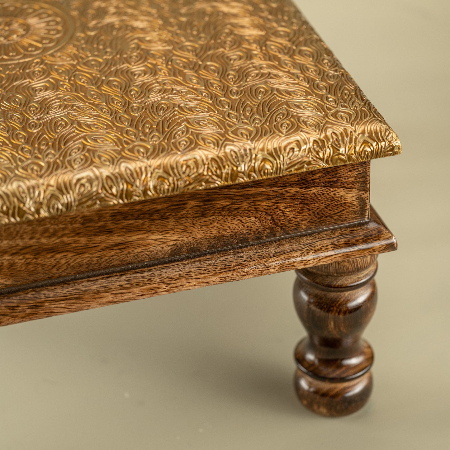 Zar - Wooden low stool with golden work