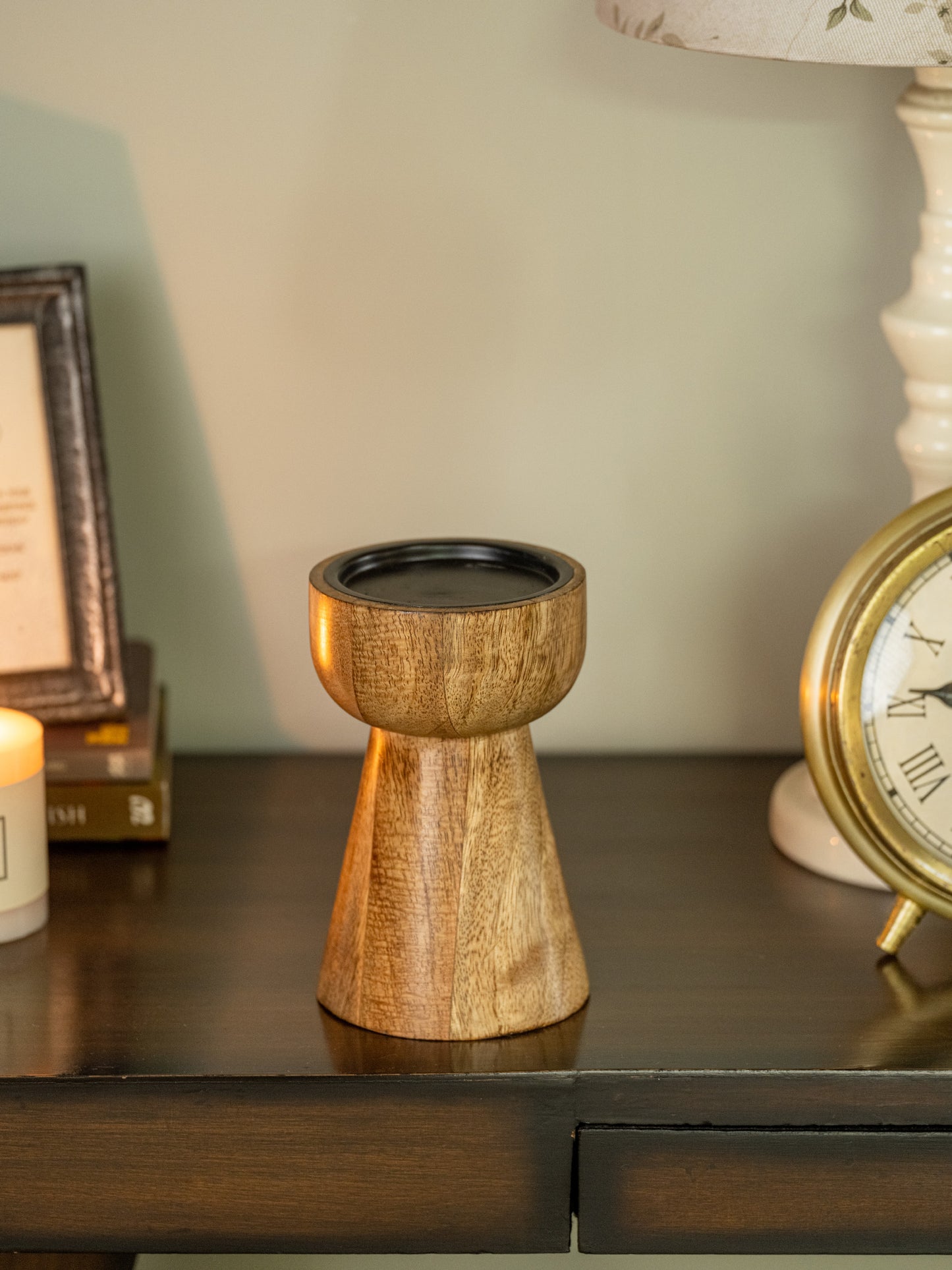 Deevan - Tapered wooden candle holder