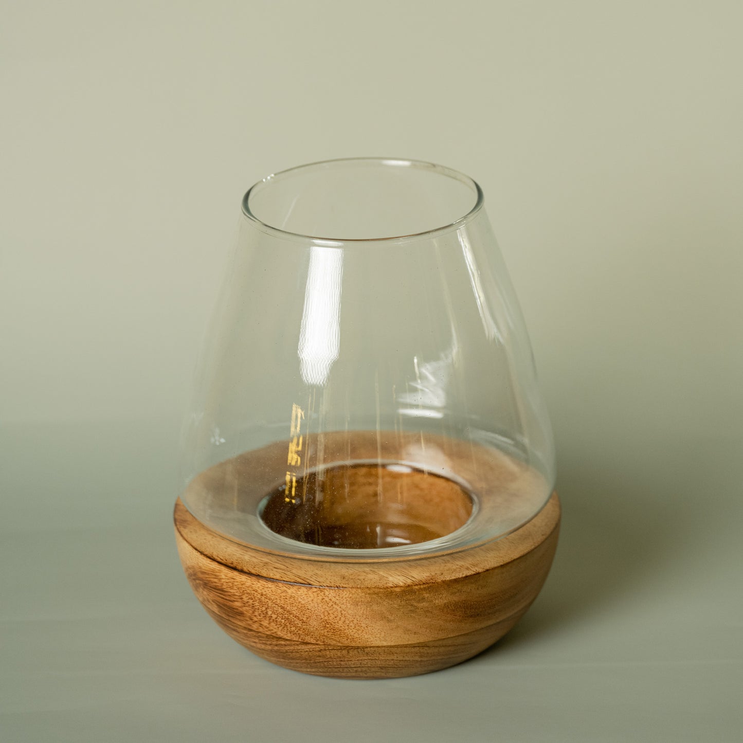 Shamiyana - Glass Candle Holder with Wooden Base