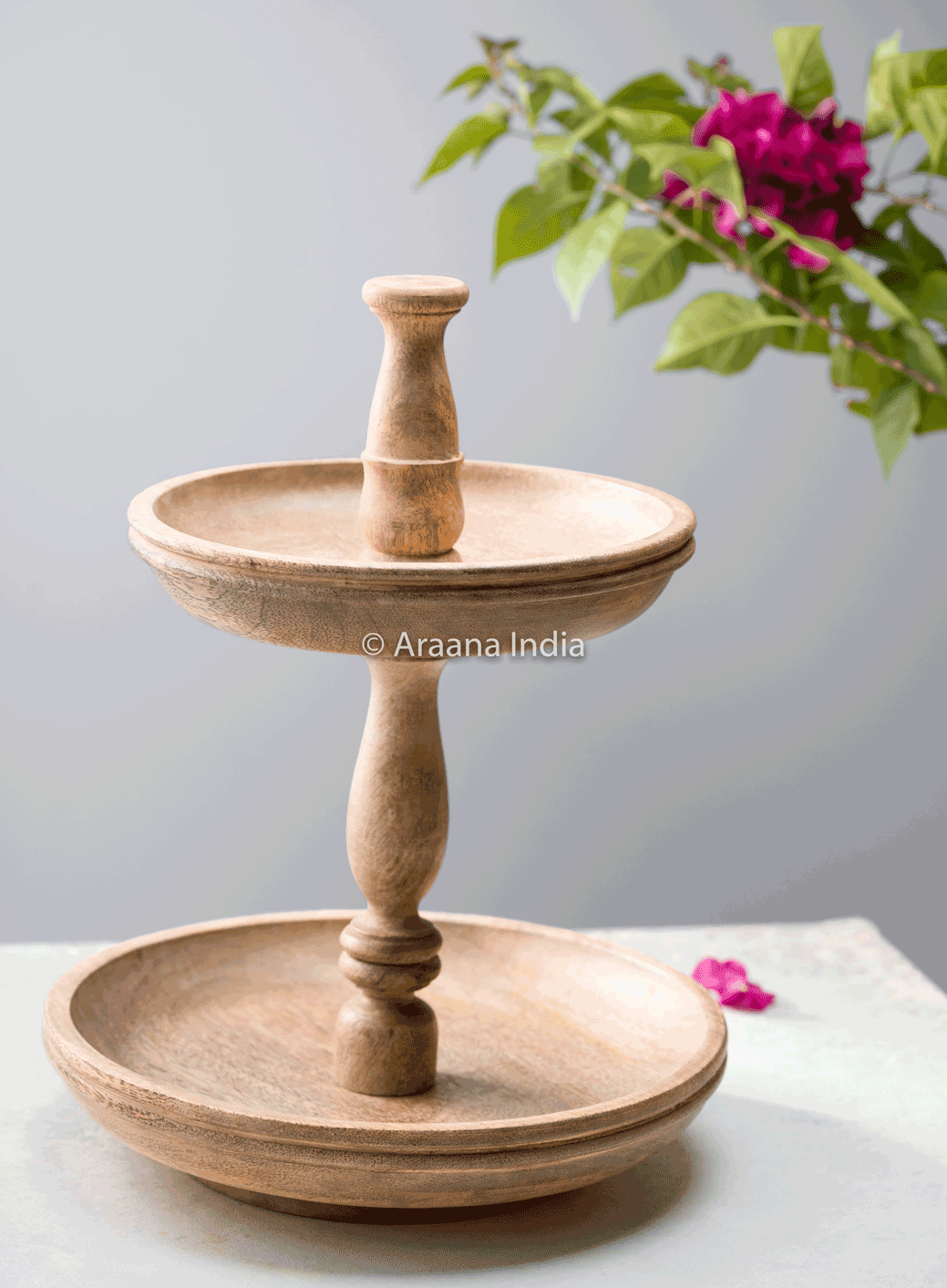 Choti Meenar - Wooden two tiered high tea stand