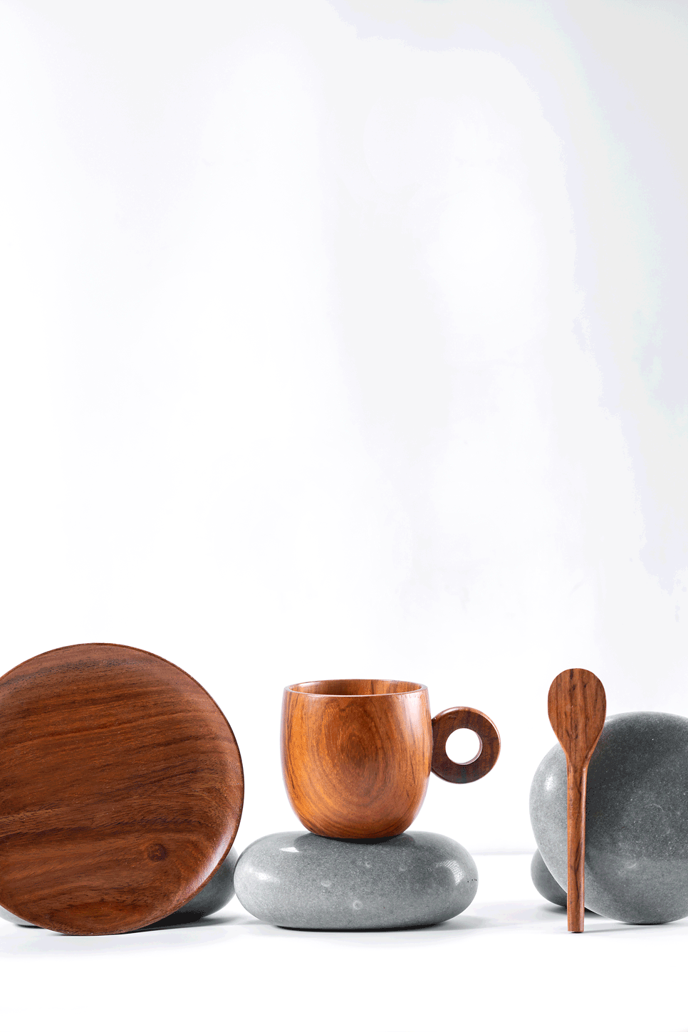 Shikora - Wooden cup saucer and spoon set